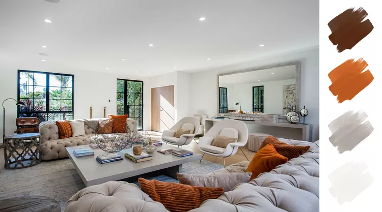 living room with contrasting accent colors while maintaining harmony