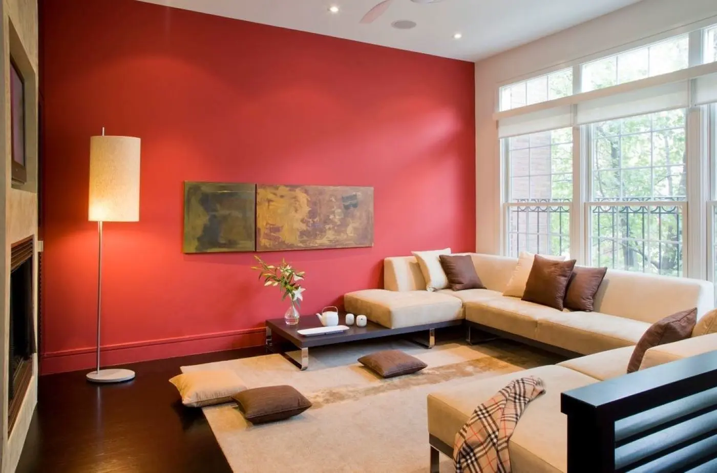 Interior color scheme for the living room according to the Fire element