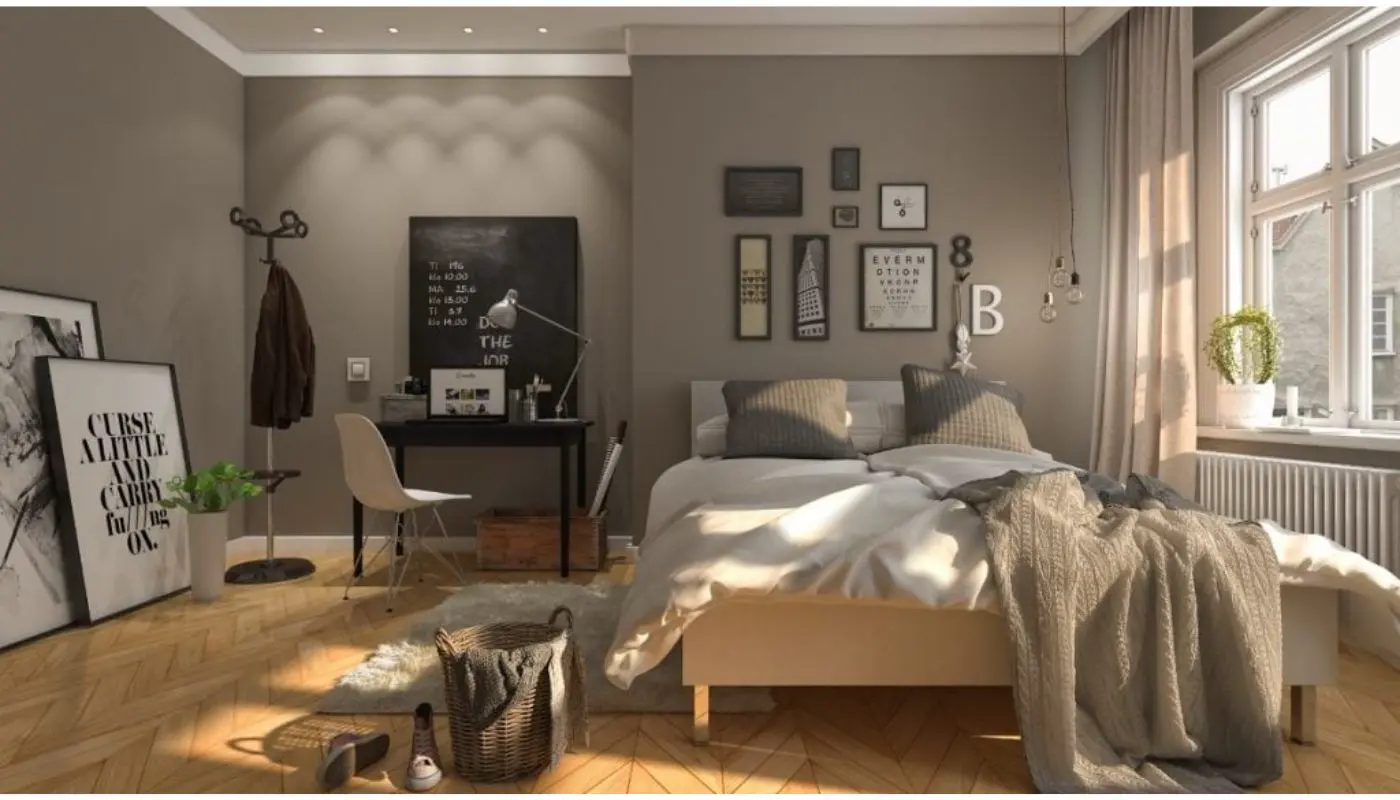 Bedroom inspired by hygge Scandinavian style