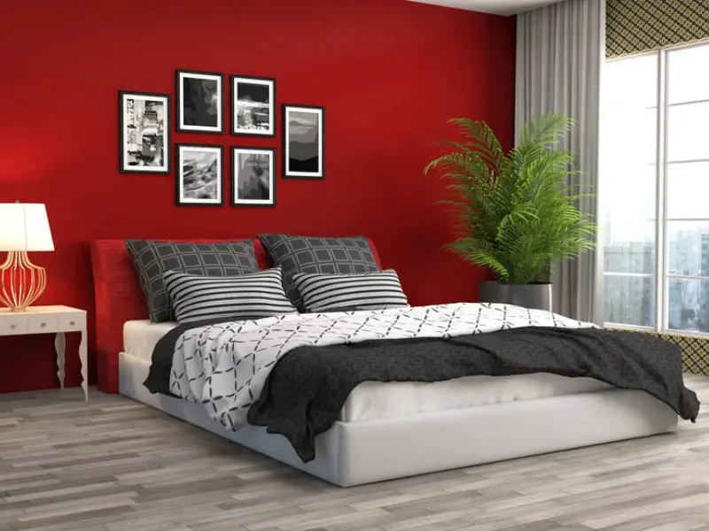 Modern bedroom colour combination for those with the Fire element