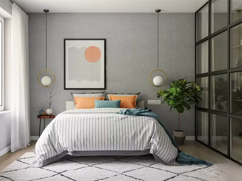 Modern bedroom colour combination ideas for people with the Metal element